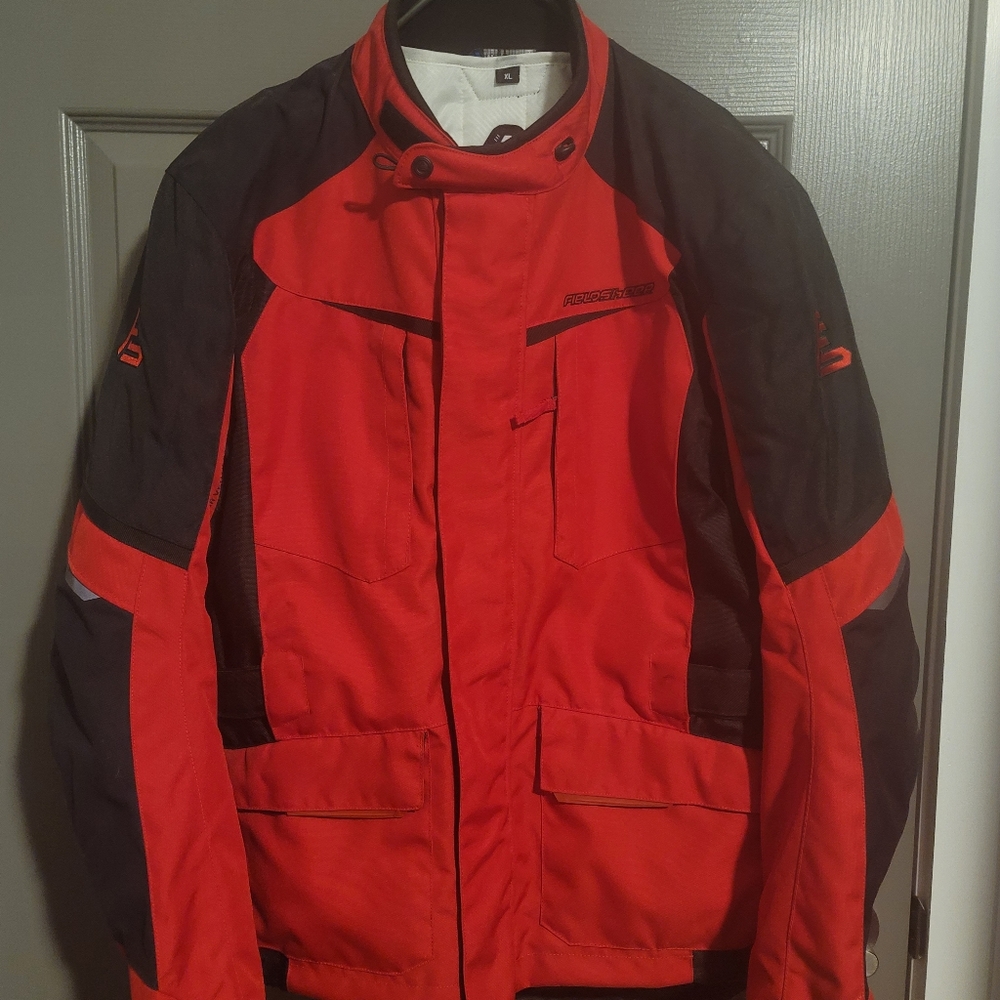 Motorcycle Jacket, Fieldsheer brand name, XL, red and black